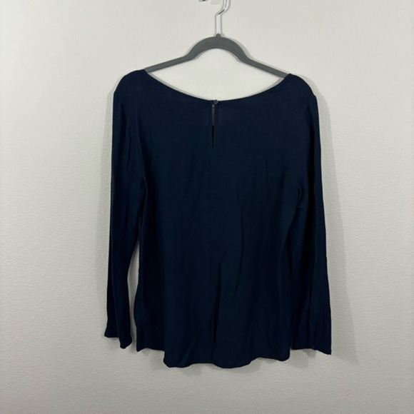 Gap Dark Navy Blue Long Sleeve Top Sz S Pocket Front Oversized Slouchy Comfy Tee - Picture 4 of 6